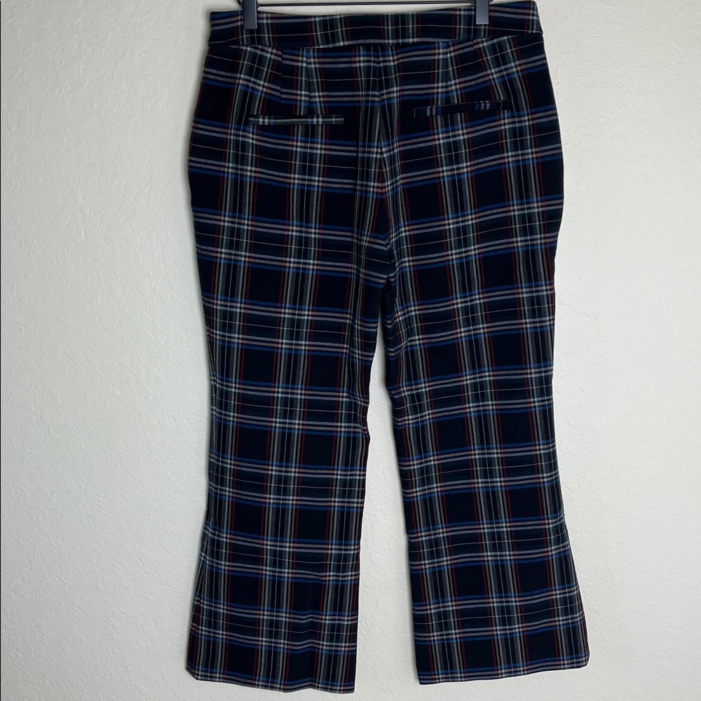 Zara Multicolored Plaid Cropped Flair Pants Sz 8 - Picture 3 of 5